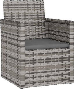 vidaXL - Tuinstoel - met - kussens - poly - rattan - grijs