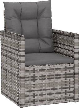 vidaXL - Tuinstoel - met - kussens - poly - rattan - grijs