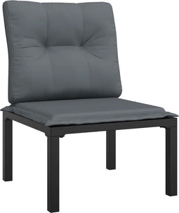 vidaXL - Tuinstoel - met - kussens - poly - rattan - zwart - en - grijs