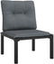 vidaXL - Tuinstoel - met - kussens - poly - rattan - zwart - en - grijs