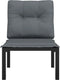 vidaXL - Tuinstoel - met - kussens - poly - rattan - zwart - en - grijs