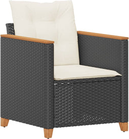 vidaXL - Tuinstoel - met - kussens - poly - rattan - zwart
