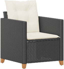 vidaXL - Tuinstoel - met - kussens - poly - rattan - zwart