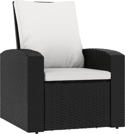 vidaXL - Tuinstoel - met - kussens - verstelbaar - poly - rattan - zwart
