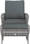 vidaXL - Tuinstoel - met - voetenbank - poly - rattan - grijs