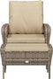 vidaXL - Tuinstoel - met - voetenbank - poly - rattan - lichtbruin