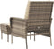 vidaXL - Tuinstoel - met - voetenbank - poly - rattan - lichtbruin