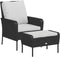 vidaXL - Tuinstoel - met - voetenbank - poly - rattan - zwart