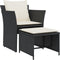vidaXL - Tuinstoel - met - voetenbank - poly - rattan - zwart
