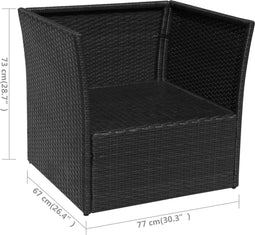 vidaXL - Tuinstoel - met - voetenbank - poly - rattan - zwart