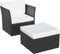 vidaXL - Tuinstoel - met - voetenbank - poly - rattan - zwart