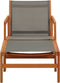 vidaXL - Tuinstoel - met - voetensteun - eucalyptushout - en - textileen - grijs