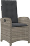 vidaXL - Tuinstoel - verstelbaar - met - kussens - poly - rattan - grijs