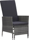 vidaXL - Tuinstoel - verstelbaar - met - kussens - poly - rattan - grijs