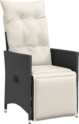 vidaXL - Tuinstoel - verstelbaar - met - kussens - poly - rattan - zwart