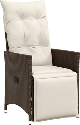 vidaXL - Tuinstoel - verstelbaar - met - kussens - poly - rattan - bruin