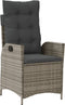 vidaXL - Tuinstoel - verstelbaar - met - kussens - poly - rattan - grijs