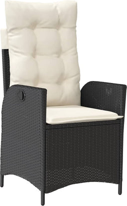 vidaXL - Tuinstoel - verstelbaar - met - kussens - poly - rattan - zwart