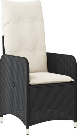 vidaXL - Tuinstoel - verstelbaar - met - kussens - poly - rattan - zwart