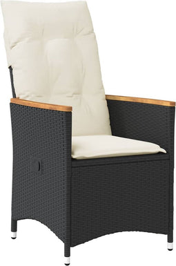 vidaXL - Tuinstoel - verstelbaar - met - kussens - poly - rattan - zwart