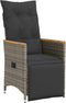 vidaXL - Tuinstoel - verstelbaar - met - kussens - poly - rattan - grijs
