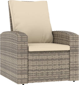 vidaXL - Tuinstoel - verstelbaar - met - kussens - poly - rattan - lichtbruin