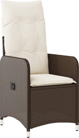 vidaXL - Tuinstoel - verstelbaar - met - kussens - poly - rattan - bruin