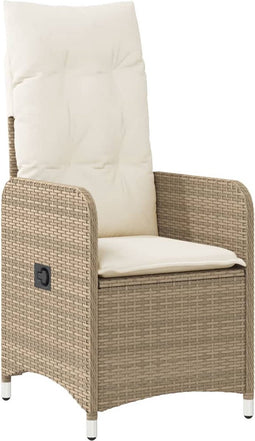 vidaXL - Tuinstoel - verstelbaar - met - kussens - poly - rattan - beige