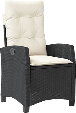 vidaXL - Tuinstoel - verstelbaar - met - kussens - poly - rattan - zwart