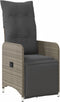 vidaXL - Tuinstoel - verstelbaar - met - kussens - poly - rattan - grijs