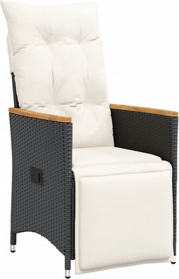 vidaXL - Tuinstoel - verstelbaar - met - kussens - poly - rattan - zwart