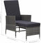 vidaXL - Tuinstoel - verstelbaar - met - kussens - poly - rattan - grijs