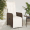 vidaXL - Tuinstoel - verstelbaar - met - kussens - poly - rattan - bruin