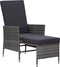 vidaXL - Tuinstoel - verstelbaar - met - kussens - poly - rattan - grijs