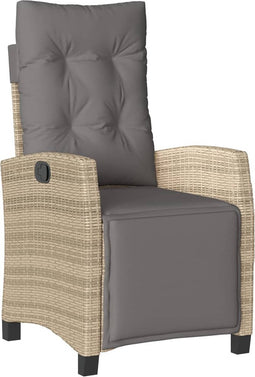 vidaXL - Tuinstoel - verstelbaar - met - voetensteun - poly - rattan - gemengd - beige
