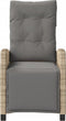 vidaXL - Tuinstoel - verstelbaar - met - voetensteun - poly - rattan - gemengd - beige