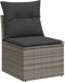 vidaXL - Tuinstoel - zonder - armleuning - met - kussens - poly - rattan - grijs