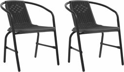 vidaXL - Tuinstoelen - 2 - st - 110 - kg - kunststof - rattan - en - staal