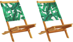 vidaXL - Tuinstoelen - 2 - st - bladpatroon - massief - acaciahout - en - stof
