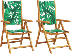 vidaXL - Tuinstoelen - 2 - st - bladpatroon - massief - acaciahout - en - stof
