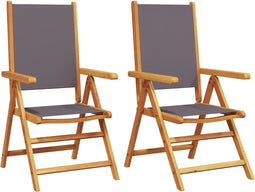 vidaXL - Tuinstoelen - 2 - st - inklapbaar - acaciahout - en - stof - antracietkleurig