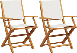 vidaXL - Tuinstoelen - 2 - st - inklapbaar - acaciahout - en - stof - crèmewit
