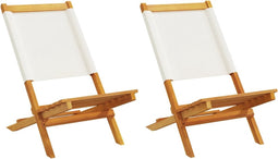vidaXL - Tuinstoelen - 2 - st - inklapbaar - acaciahout - en - stof - crèmewit