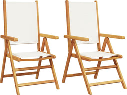 vidaXL - Tuinstoelen - 2 - st - inklapbaar - acaciahout - en - stof - crèmewit