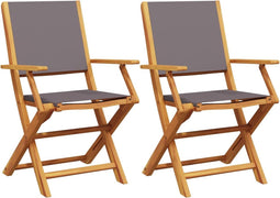 vidaXL - Tuinstoelen - 2 - st - inklapbaar - acaciahout - en - stof - antracietkleurig