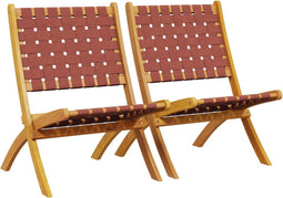 vidaXL - Tuinstoelen - 2 - st - inklapbaar - massief - acaciahout - en - stof - rood