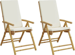 vidaXL - Tuinstoelen - 2 - st - inklapbaar - met - kussens - bamboe