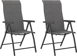 vidaXL - Tuinstoelen - 2 - st - inklapbaar - poly - rattan - grijs