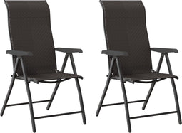 vidaXL - Tuinstoelen - 2 - st - inklapbaar - poly - rattan - zwarte - koffiekleur