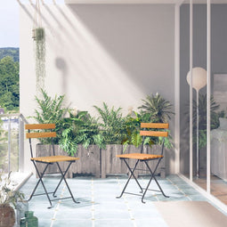 vidaXL - Tuinstoelen - 2 - st - inklapbaar - staal - en - massief - acaciahout